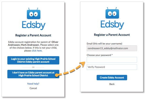 Edsby New Parent Account